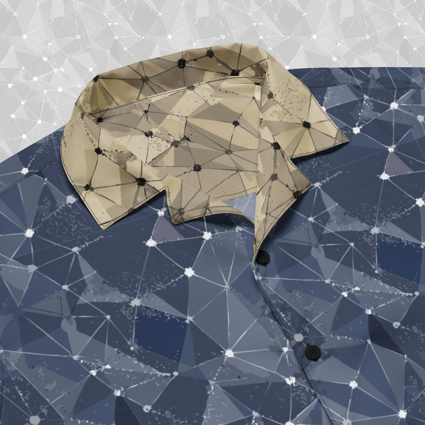 Frostline Mesh Geometric Button Up Shirt for Men