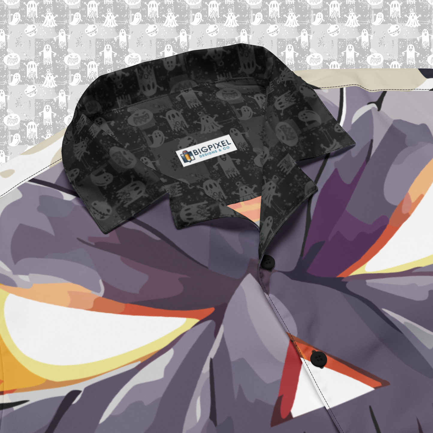 Haunted Harmony Men’s Button Up Halloween Shirt