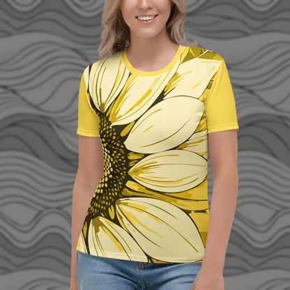 Women's Dual-Sided Sunflower Tee – Vibrant Floral Print for Spring & Summer