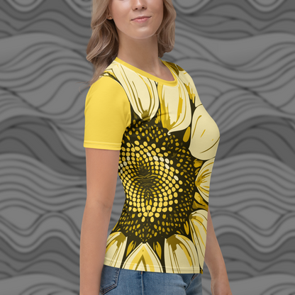 Women's Dual-Sided Sunflower Tee – Vibrant Floral Print for Spring & Summer