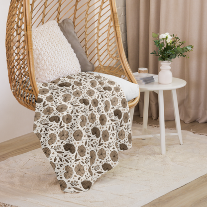 Floral Sherpa Blanket – Soft Plush Throw for Cozy, Elegant Decor