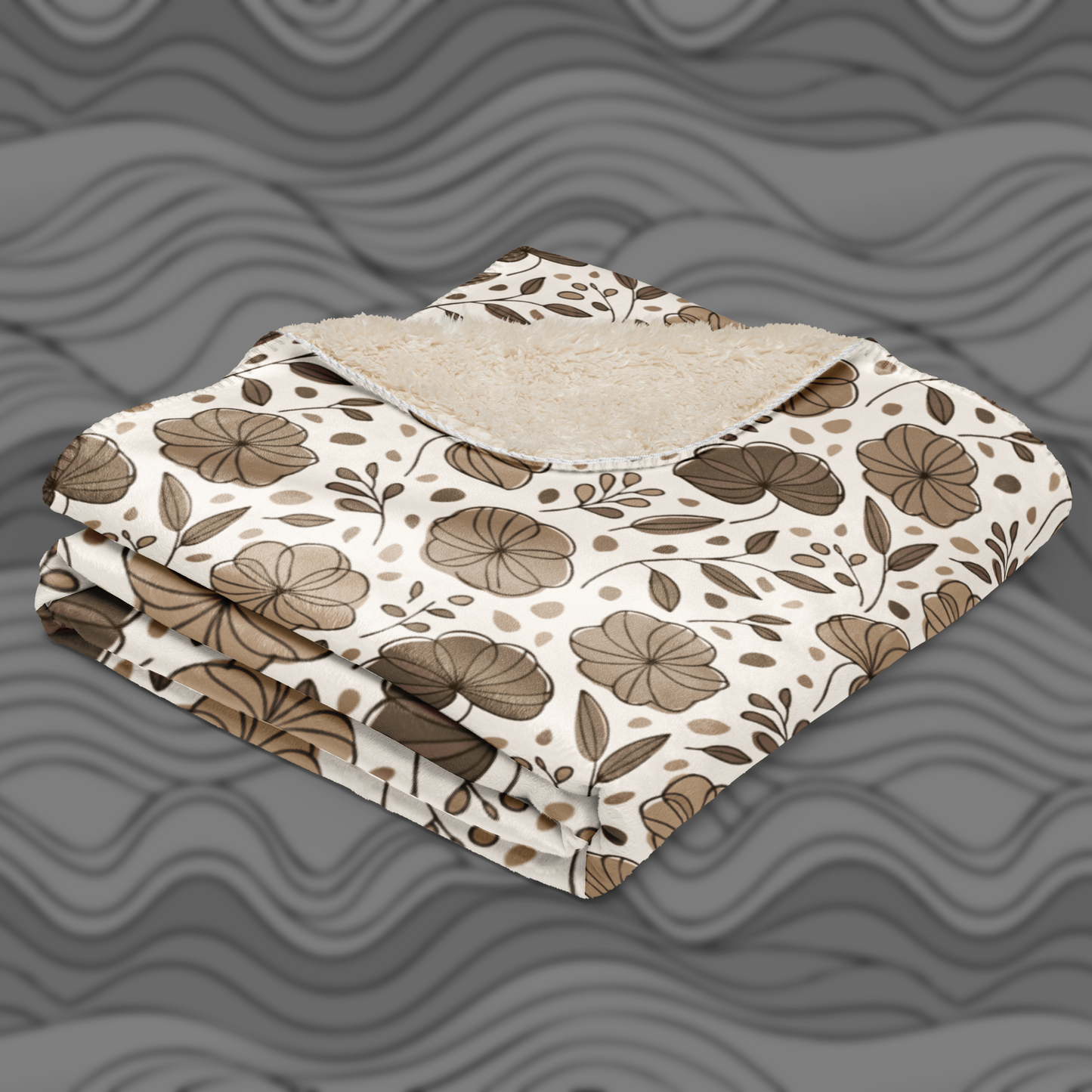 Floral Sherpa Blanket – Soft Plush Throw for Cozy, Elegant Decor