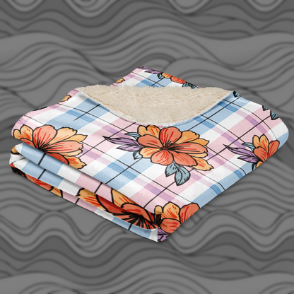 Colorful Floral Plaid Sherpa Blanket – Soft & Stylish Throw for Any Room