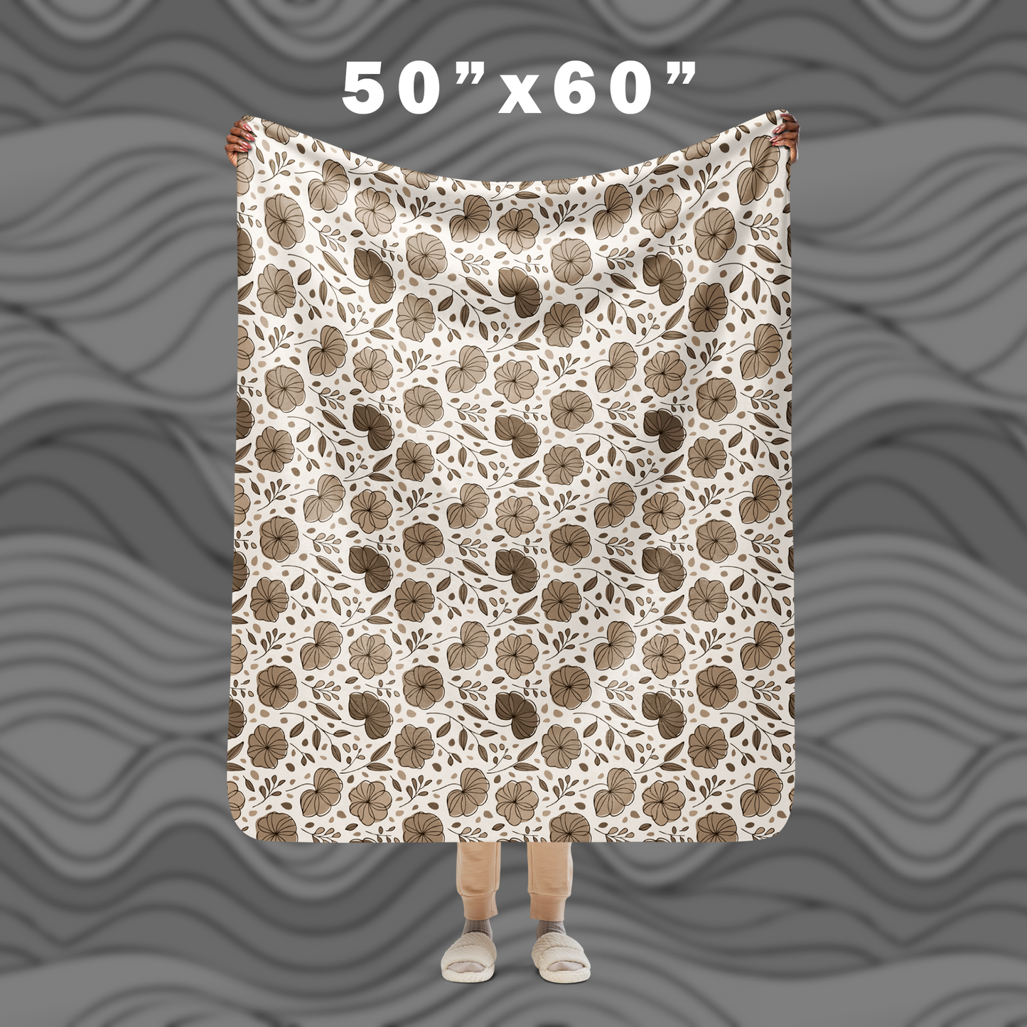 Floral Sherpa Blanket – Soft Plush Throw for Cozy, Elegant Decor