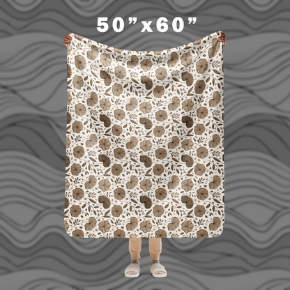 Floral Sherpa Blanket – Soft Plush Throw for Cozy, Elegant Decor