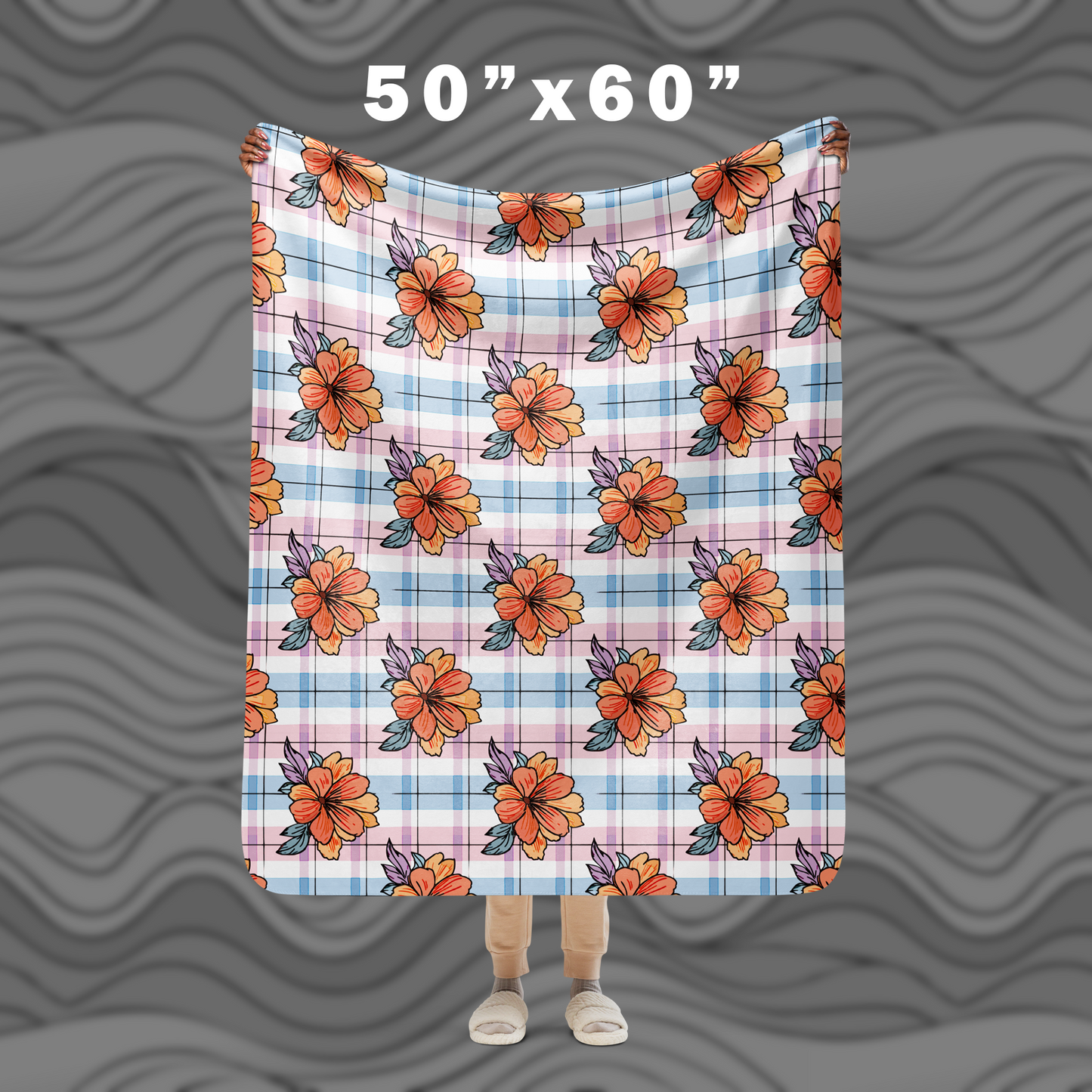 Colorful Floral Plaid Sherpa Blanket – Soft & Stylish Throw for Any Room