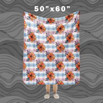 Colorful Floral Plaid Sherpa Blanket – Soft & Stylish Throw for Any Room