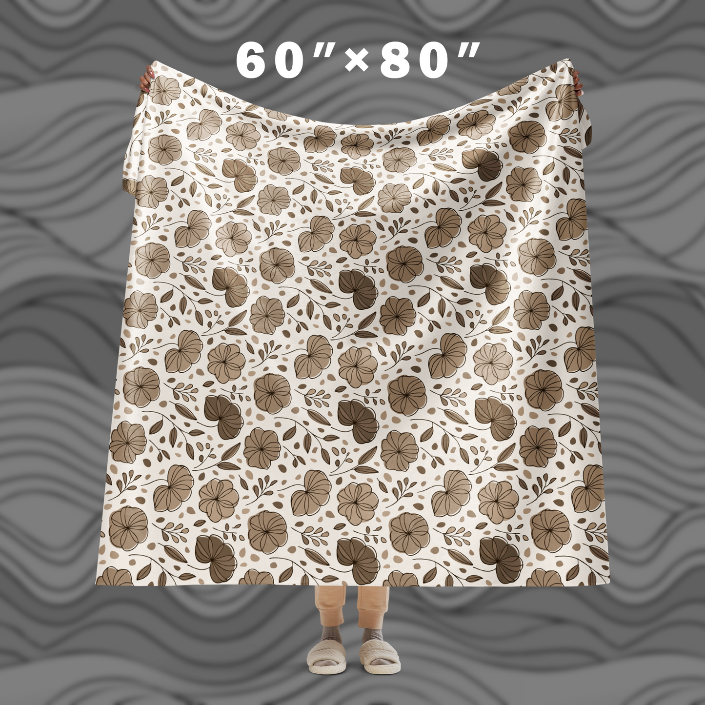 Floral Sherpa Blanket – Soft Plush Throw for Cozy, Elegant Decor