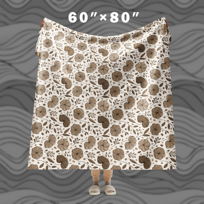 Floral Sherpa Blanket – Soft Plush Throw for Cozy, Elegant Decor
