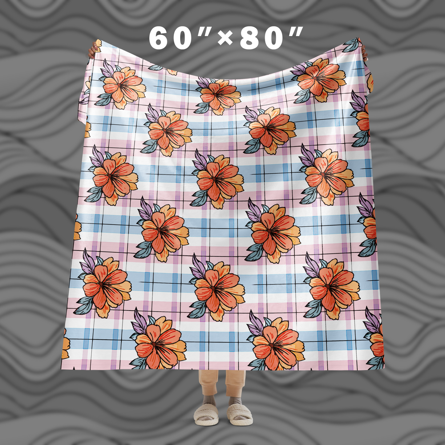 Colorful Floral Plaid Sherpa Blanket – Soft & Stylish Throw for Any Room