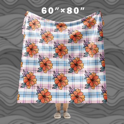 Colorful Floral Plaid Sherpa Blanket – Soft & Stylish Throw for Any Room