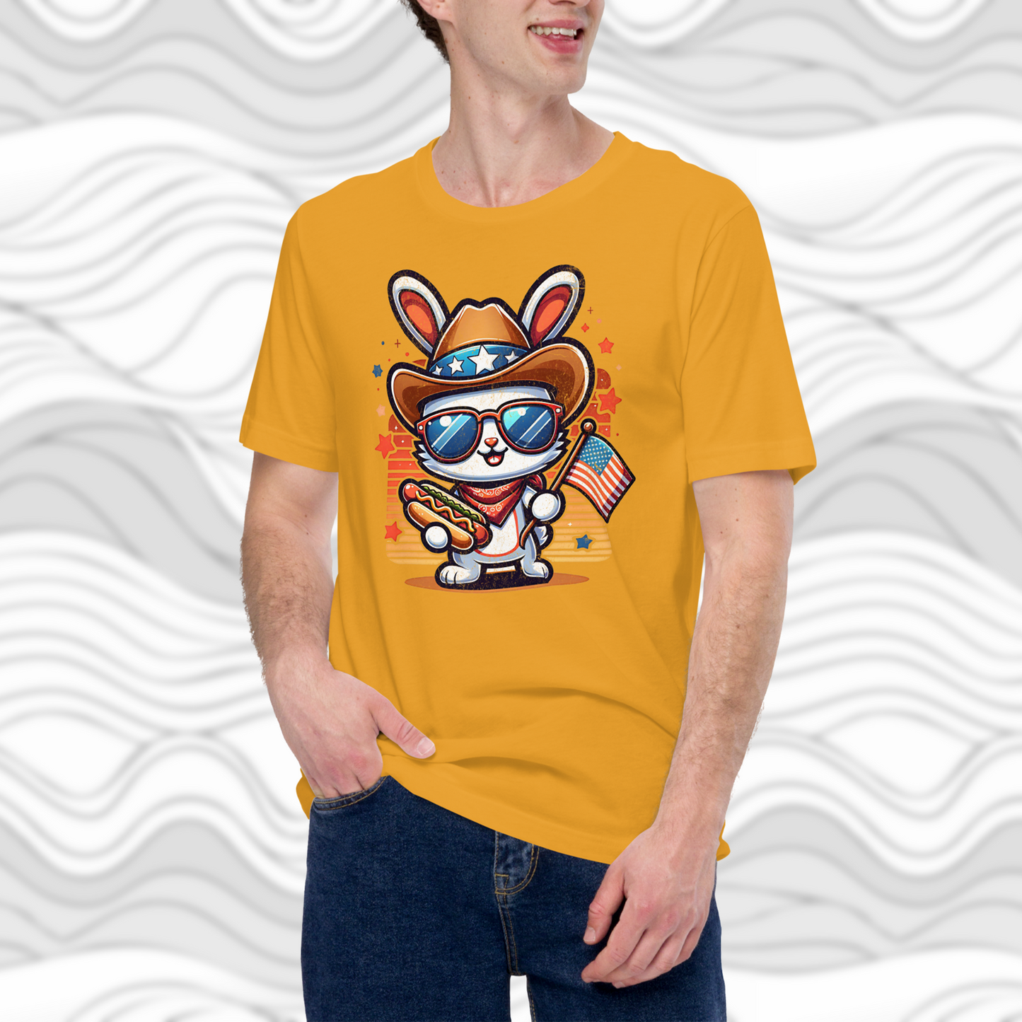 Patriotic Bunny 4th of July unisex T-Shirt